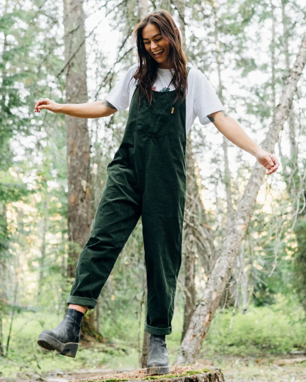 Passenger Dungarees & Pants|Women's Outlet>Meadows Cord Dungarees Fir Tree