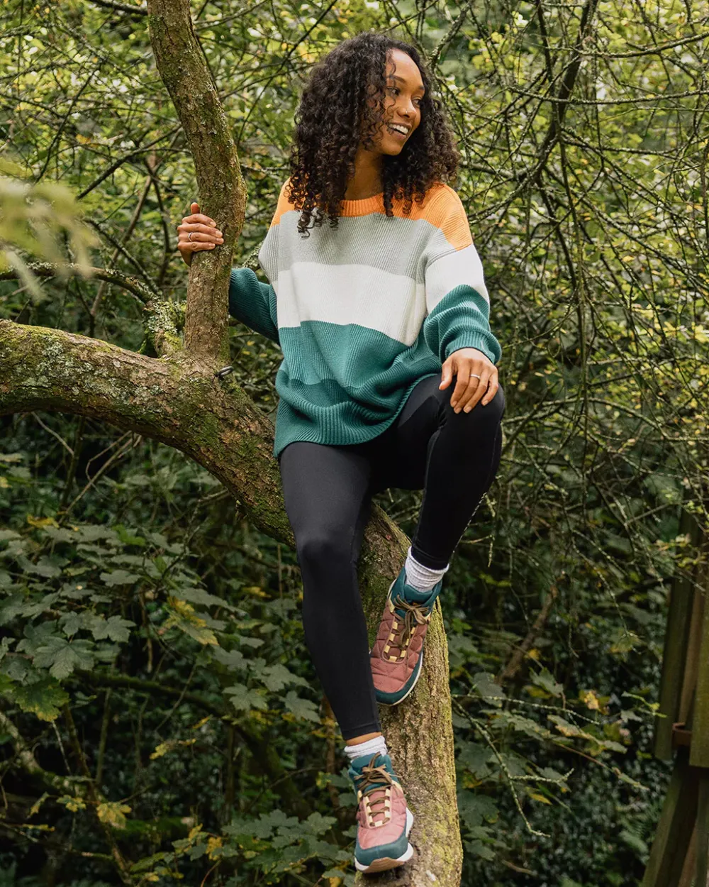 Passenger Knitwear>Moments Organic Oversized Knitted Jumper Multi Stripe