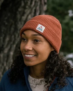 Floris van Bommel Beanies|Beanies>Moss Double Layer Recycled Waffle Beanie Baked Clay