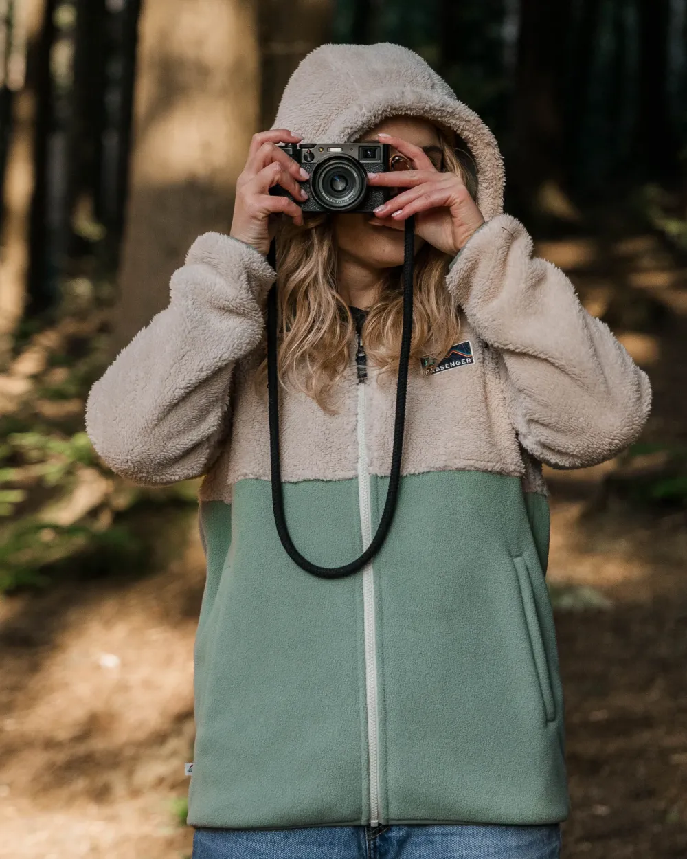 Passenger Fleece|Fleece>Nestling Recycled Sherpa Hooded Fleece Vintage White