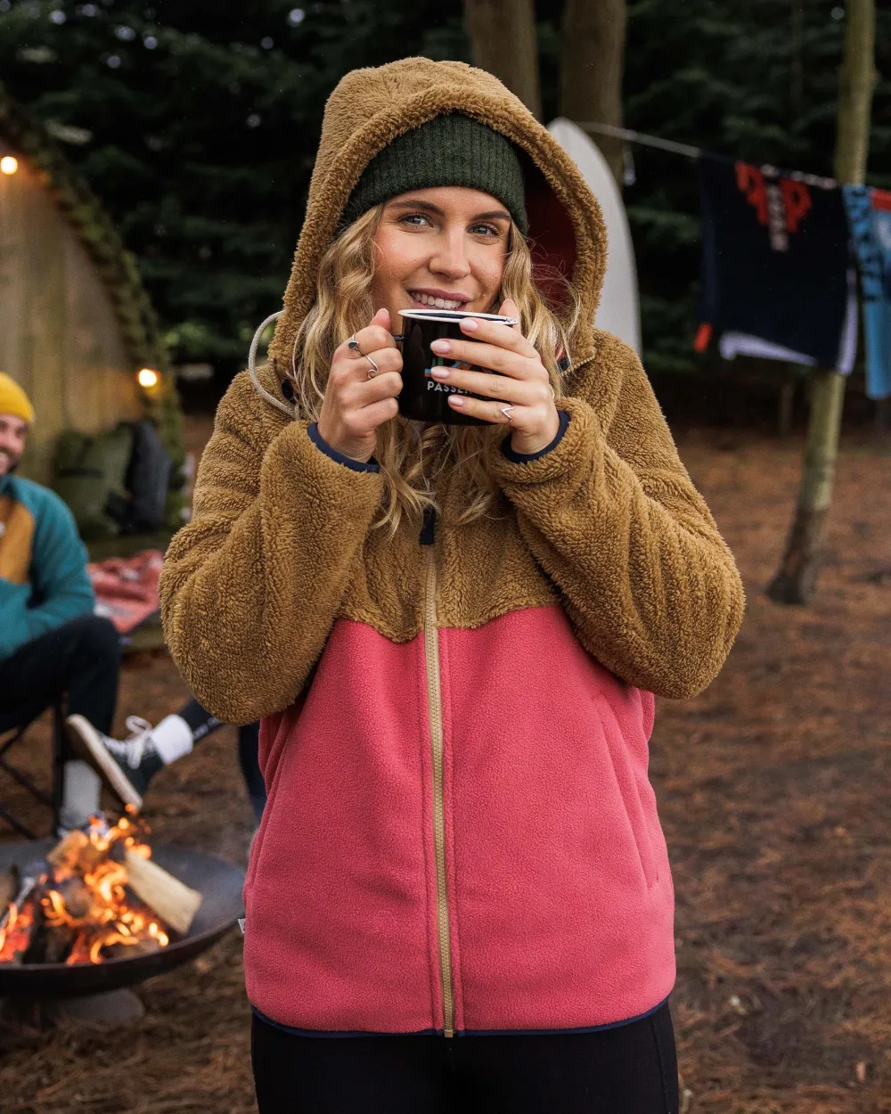 Passenger Fleece|Fleece>Nestling Recycled Sherpa Hooded Fleece Biscuit