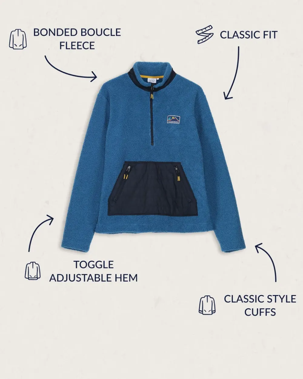 Passenger Fleece|Fleece>Oceanside Recycled Polar-Lined Sherpa Fleece Blue Steel
