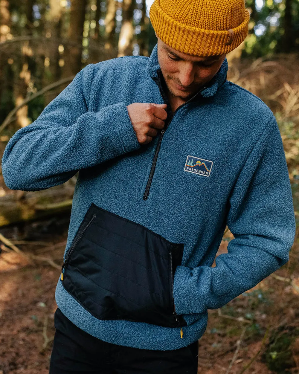 Passenger Fleece|Fleece>Oceanside Recycled Polar-Lined Sherpa Fleece Blue Steel