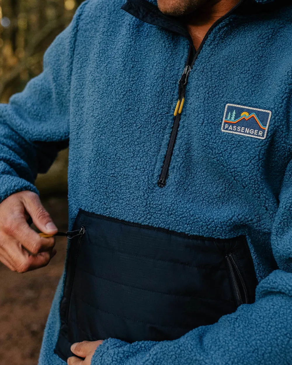 Passenger Fleece|Fleece>Oceanside Recycled Polar-Lined Sherpa Fleece Blue Steel
