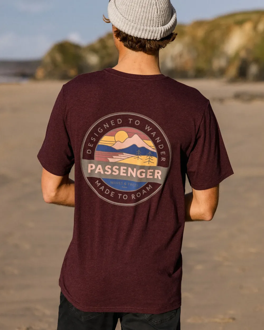 Passenger T-Shirts & Tank Tops|Men's Outlet>Odyssey Organic Cotton T-Shirt Wine Marl