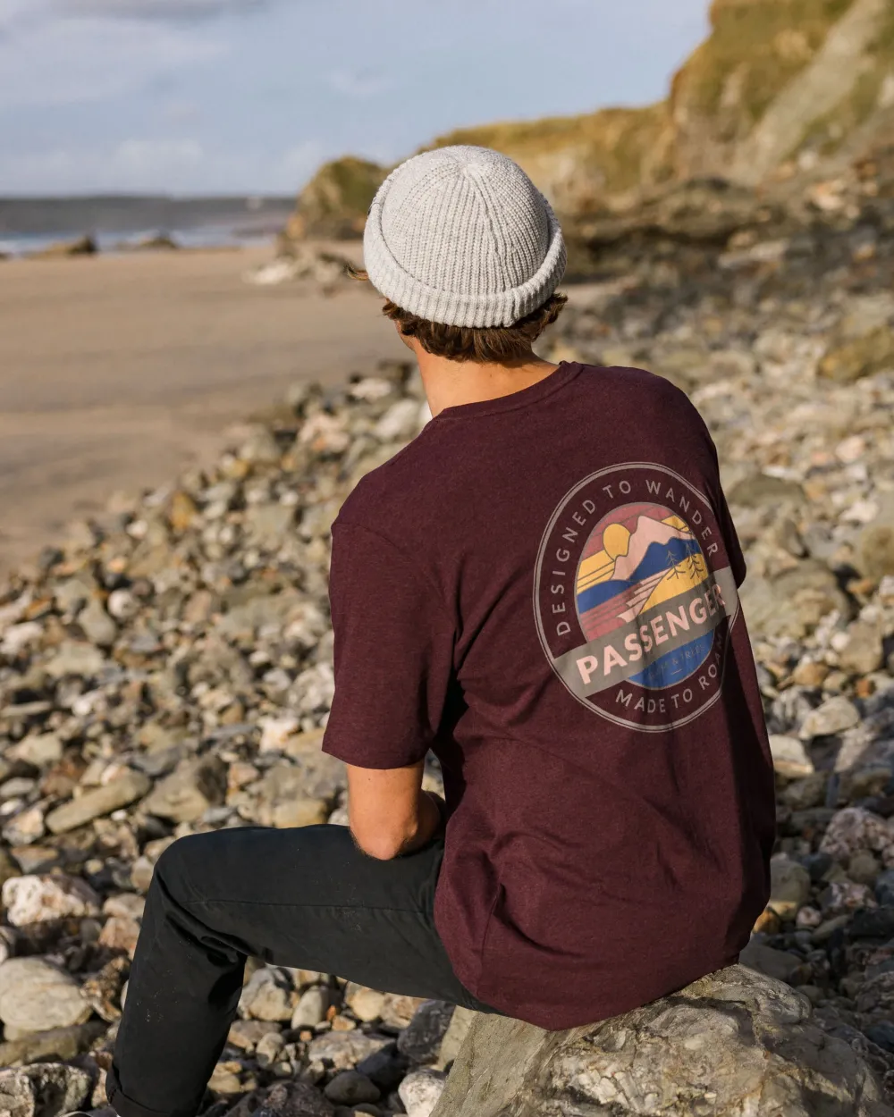 Passenger T-Shirts & Tank Tops|Men's Outlet>Odyssey Organic Cotton T-Shirt Wine Marl