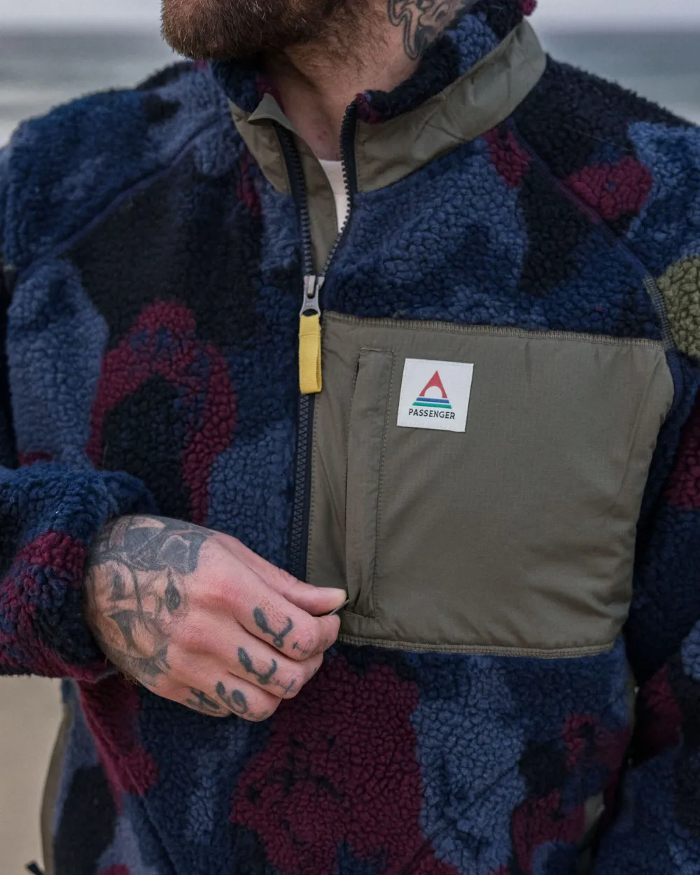Passenger Fleece|Fleece>Offroad Recycled Sherpa 1/2 Zip Fleece Sycamore Pattern