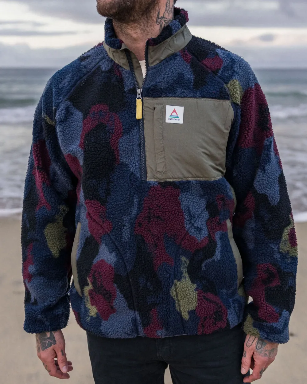 Passenger Fleece|Fleece>Offroad Recycled Sherpa 1/2 Zip Fleece Sycamore Pattern