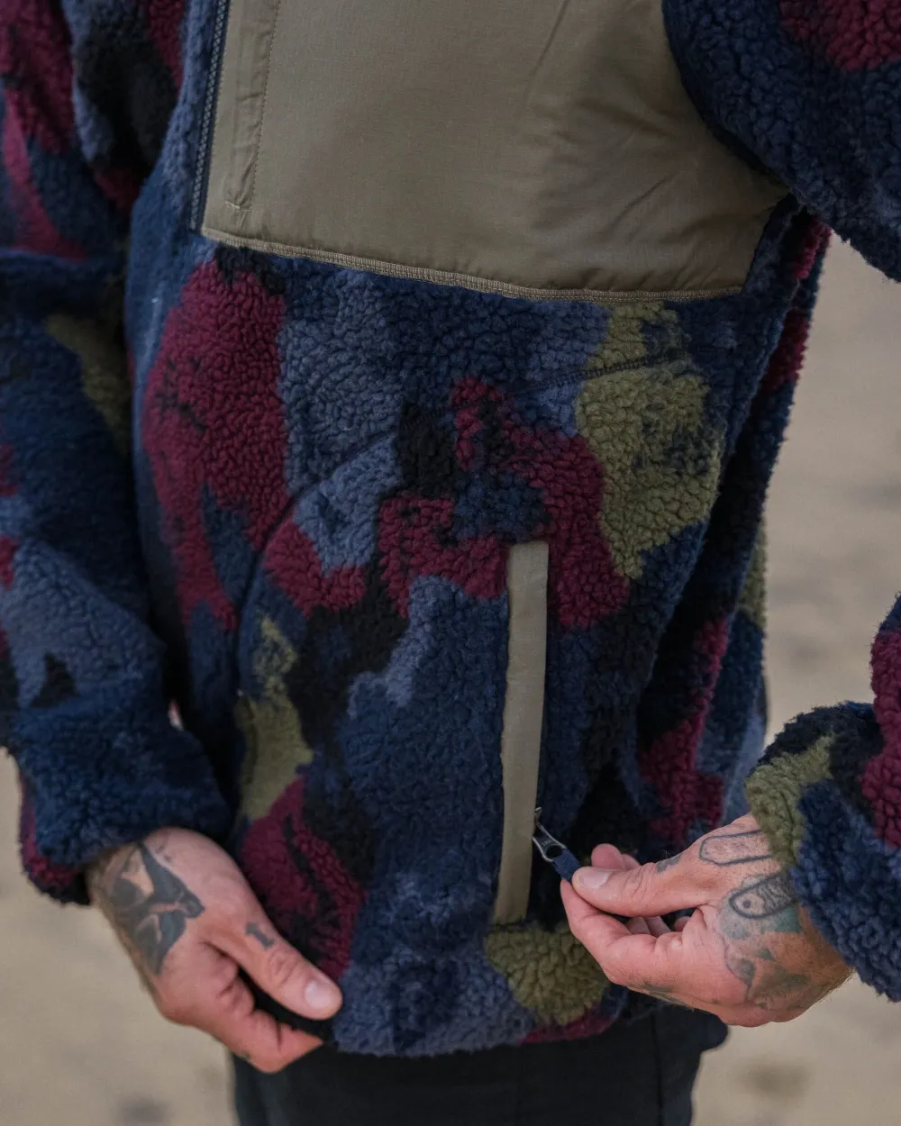 Passenger Fleece|Fleece>Offroad Recycled Sherpa 1/2 Zip Fleece Sycamore Pattern