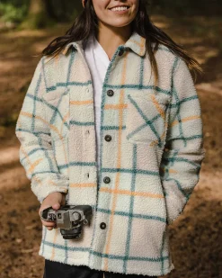 Passenger Shirts|Fleece>Olympus Yarn Dye Recycled Sherpa Fleece Shirt Surf Spray Check