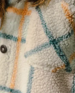 Passenger Shirts|Fleece>Olympus Yarn Dye Recycled Sherpa Fleece Shirt Surf Spray Check