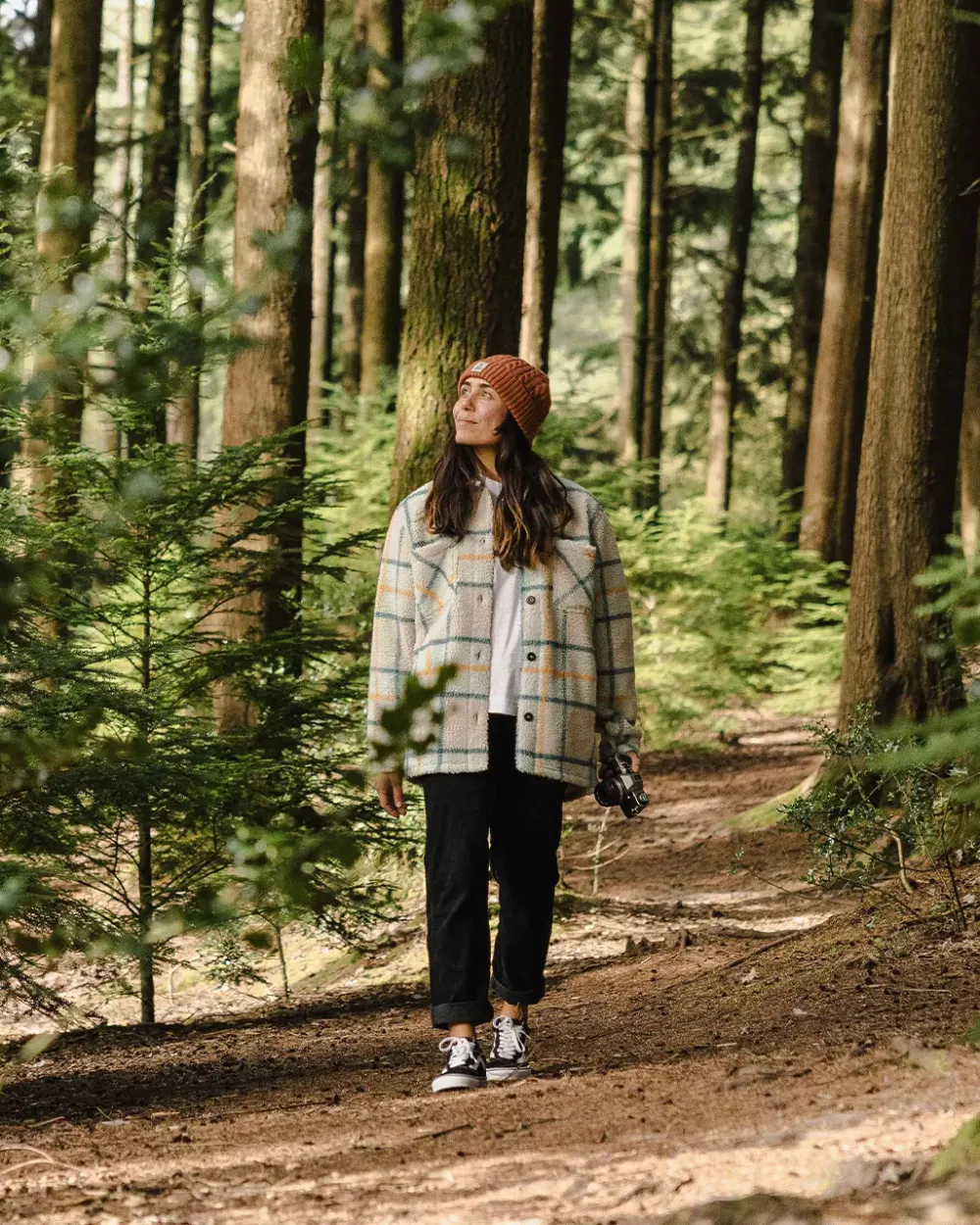 Passenger Shirts|Fleece>Olympus Yarn Dye Recycled Sherpa Fleece Shirt Surf Spray Check