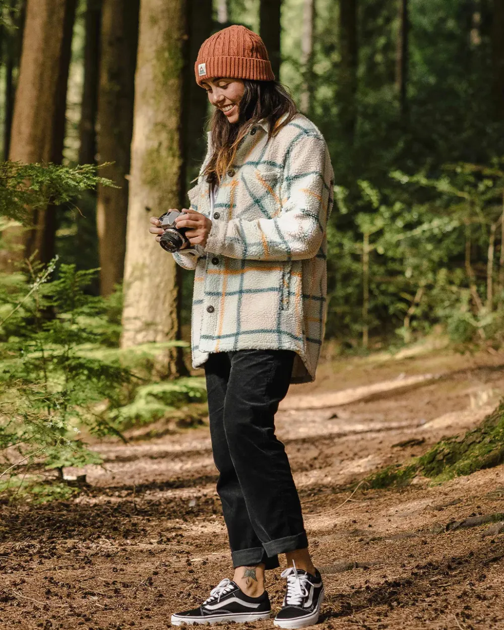 Passenger Shirts|Fleece>Olympus Yarn Dye Recycled Sherpa Fleece Shirt Surf Spray Check