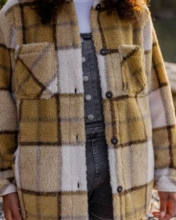 Passenger Shirts|Fleece>Olympus Yarn Dye Recycled Sherpa Fleece Shirt Honey Check