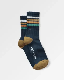 Floris van Bommel Socks|Socks>Organic Midweight Crew Socks Navy