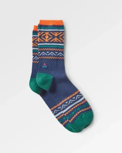 Passenger Best Sellers>Organic Midweight Patterned Socks Deep Navy