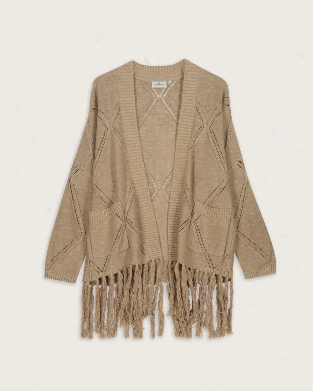 Passenger Knitwear>Palm Organic Cotton Cardigan Biscuit