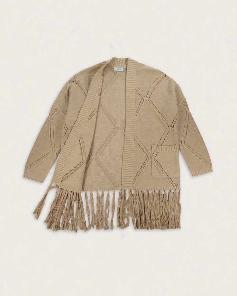 Passenger Knitwear>Palm Organic Cotton Cardigan Biscuit