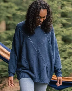Passenger Knitwear|Women's Outlet>Palm Organic Oversized Knitted Jumper Dark Denim