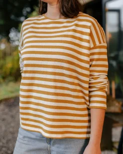 Passenger Tops & T-Shirts|Women's Outlet>Panorama Striped LS T-Shirt Amber Gold