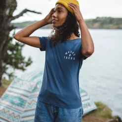 Passenger Tops & T-Shirts|Women's Outlet>Penida Recycled Cotton T-Shirt Dark Denim