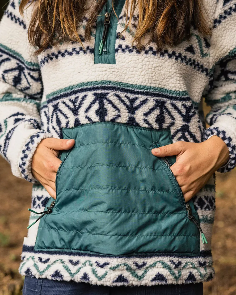 Passenger Fleece|Fleece>Perouse Recycled Deep-Pile Sherpa Fleece Homespun Stripe Off White