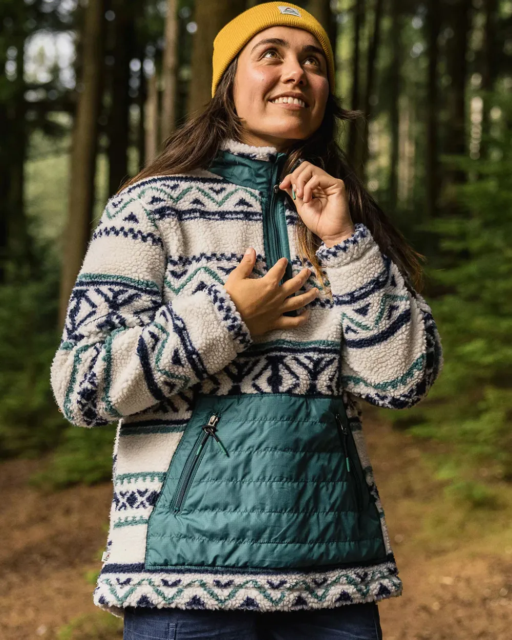 Passenger Fleece|Fleece>Perouse Recycled Deep-Pile Sherpa Fleece Homespun Stripe Off White