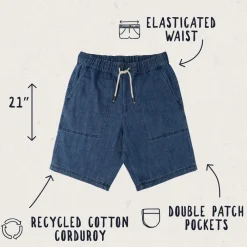 Floris van Bommel Shorts|Men's Outlet>Pine Recycled Cotton Cord Shorts Washed Denim