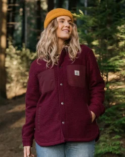 Passenger Shirts|Fleece>Rappel Recycled Sherpa Oversized Shirt Wine