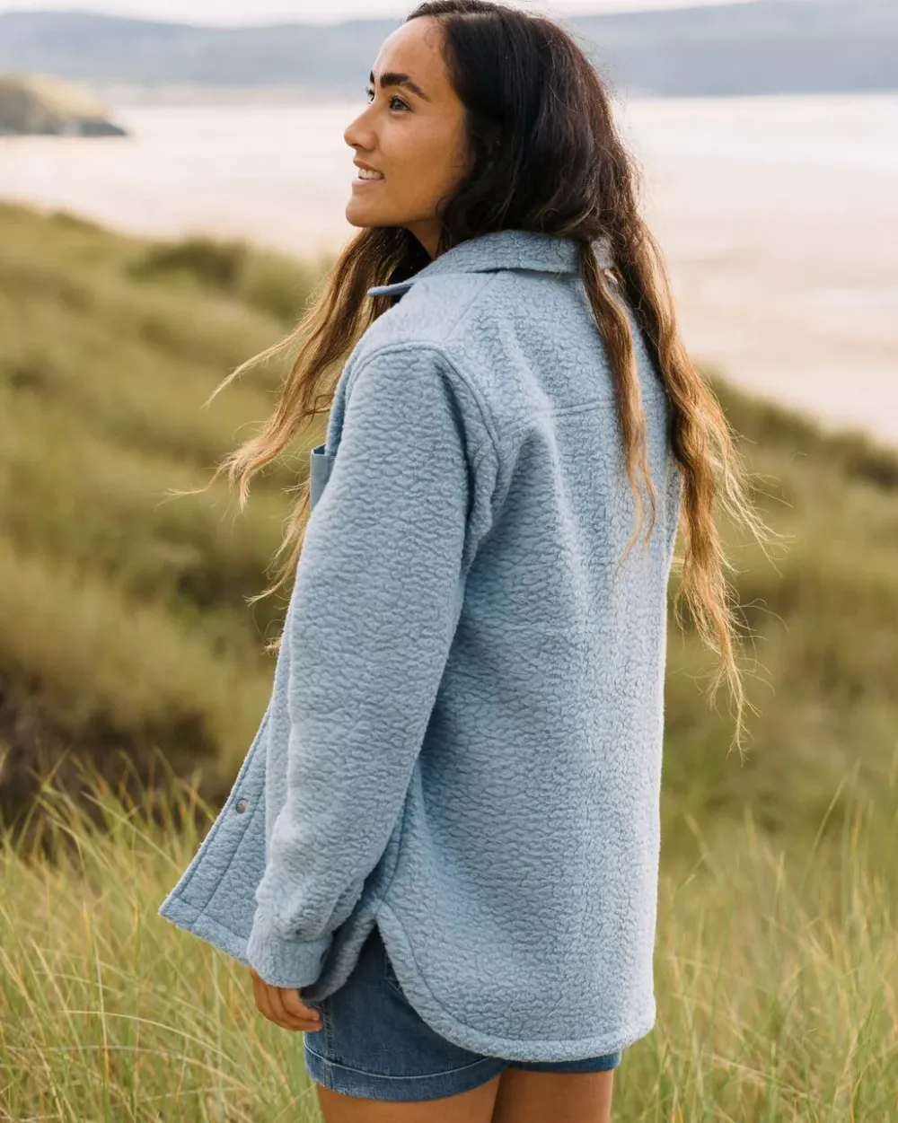 Passenger Fleece|Fleece>Rappel Recycled Sherpa Oversized Shirt Faded Denim