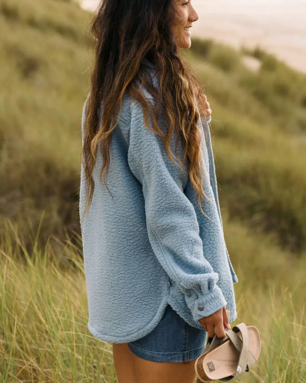 Passenger Fleece|Fleece>Rappel Recycled Sherpa Oversized Shirt Faded Denim