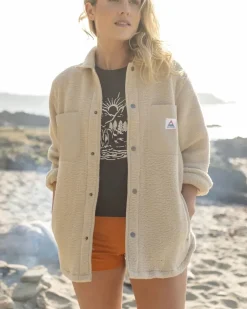 Passenger Shirts|Fleece>Rappel Recycled Sherpa Oversized Shirt Oatmeal