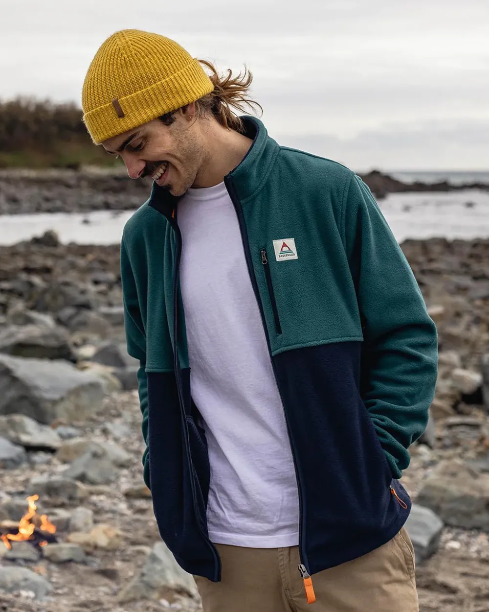 Passenger Best Sellers|Fleece>Ridge Full Zip Recycled Polar Fleece Mediterranean/Deep Navy