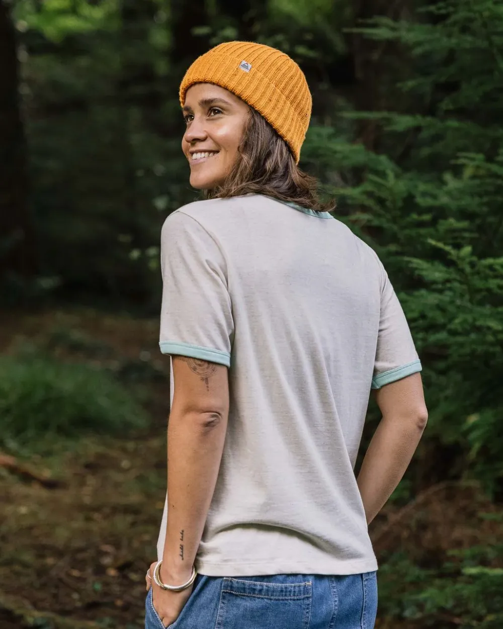 Passenger Tops & T-Shirts|Women's Outlet>Rio Ringer Recycled Cotton T-Shirt Milky Marl