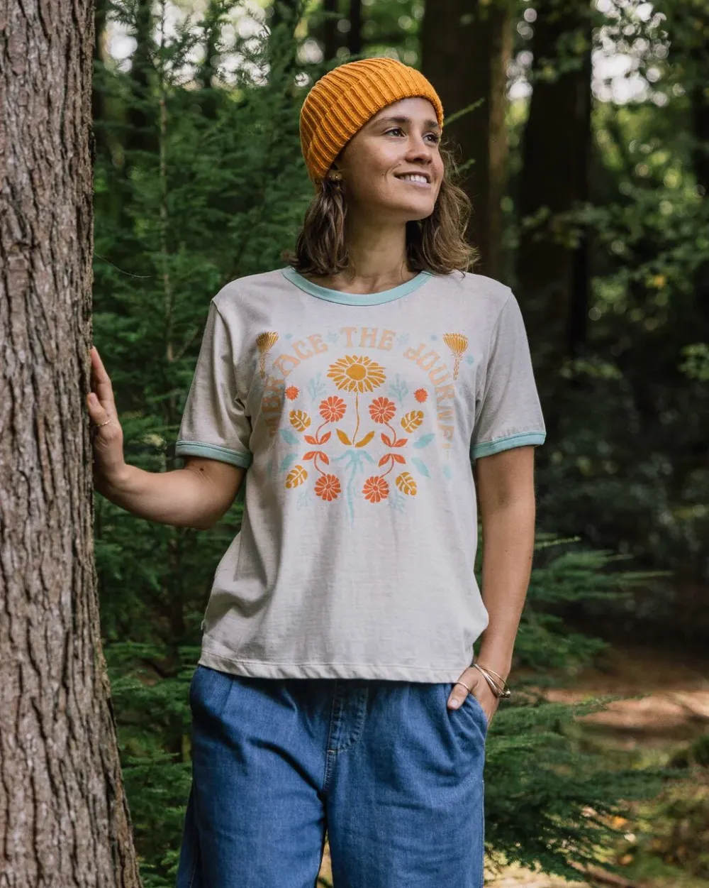 Passenger Tops & T-Shirts|Women's Outlet>Rio Ringer Recycled Cotton T-Shirt Milky Marl