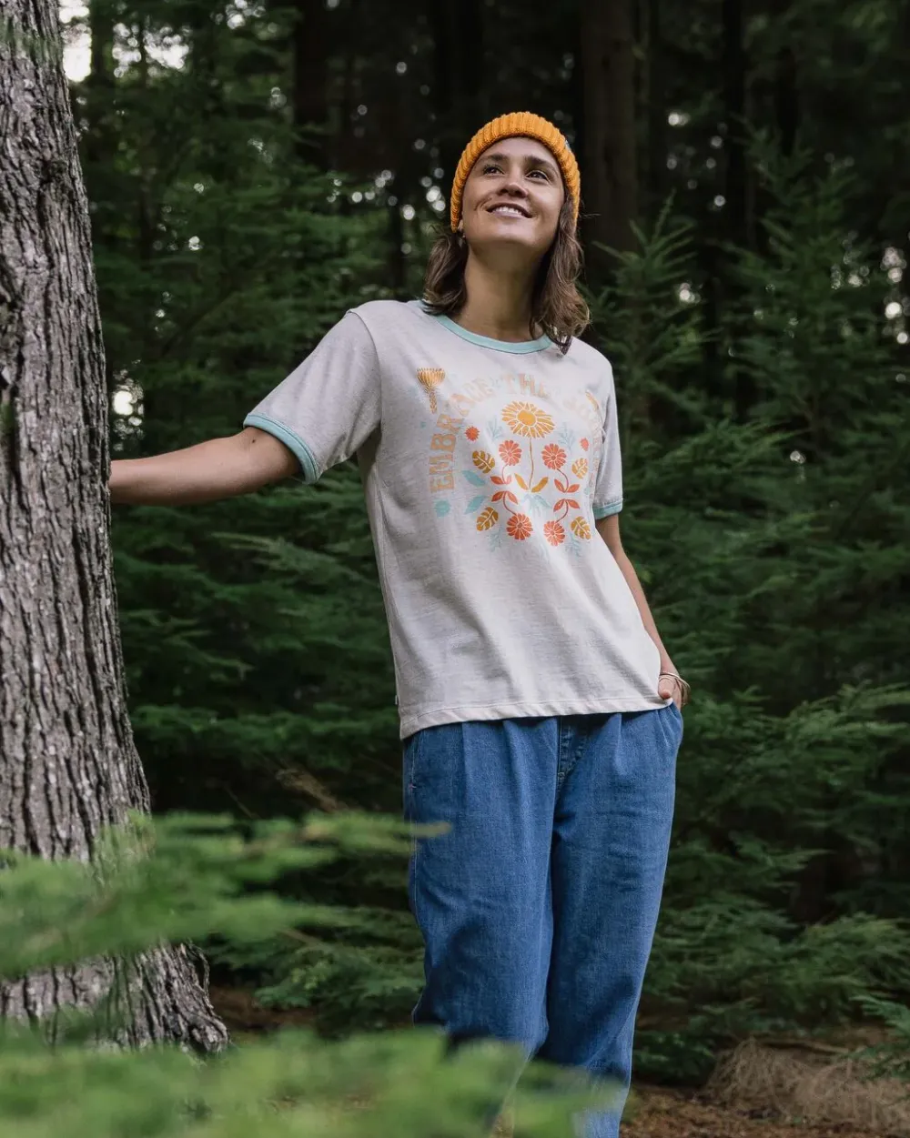 Passenger Tops & T-Shirts|Women's Outlet>Rio Ringer Recycled Cotton T-Shirt Milky Marl