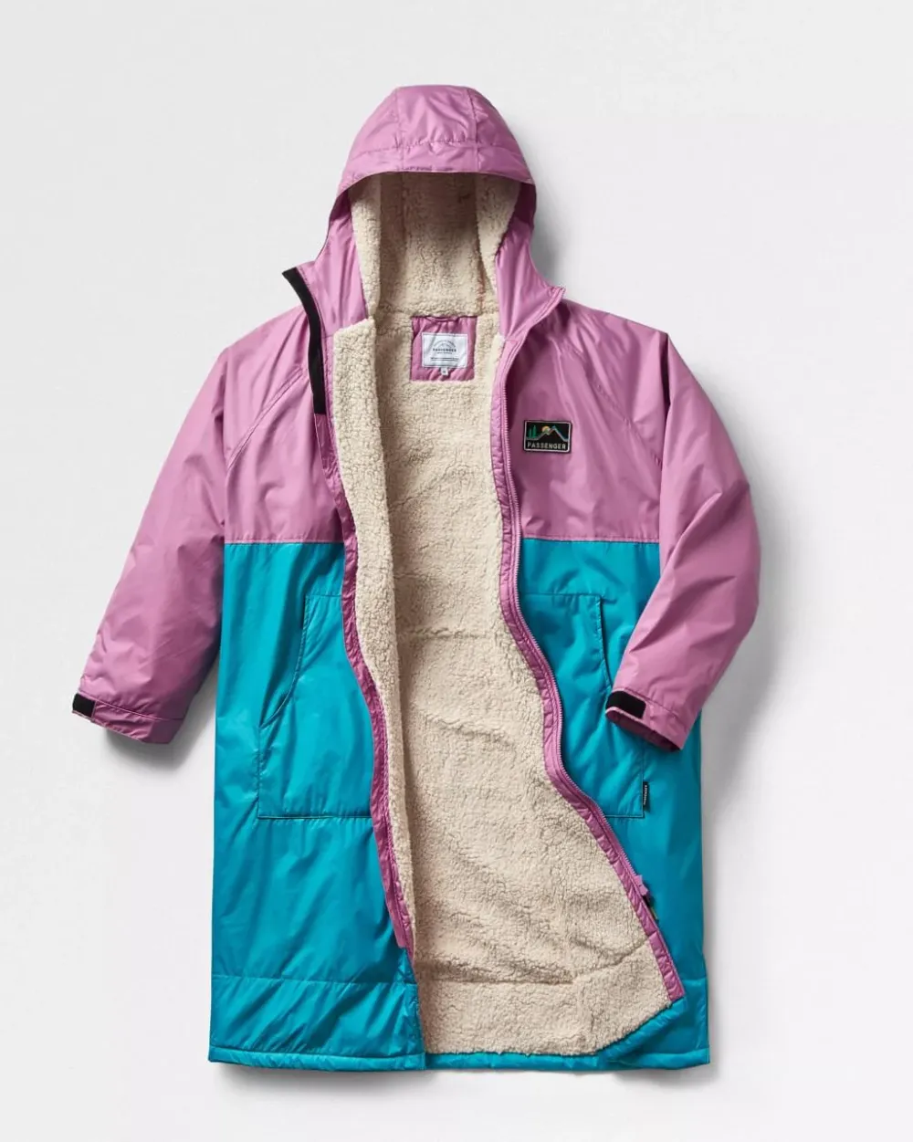 Passenger Changing Robes & Ponchos|Changing Robes & Surf Ponchos>Roaming Recycled Sherpa Lined Changing Robe Viridian Green/Orchid