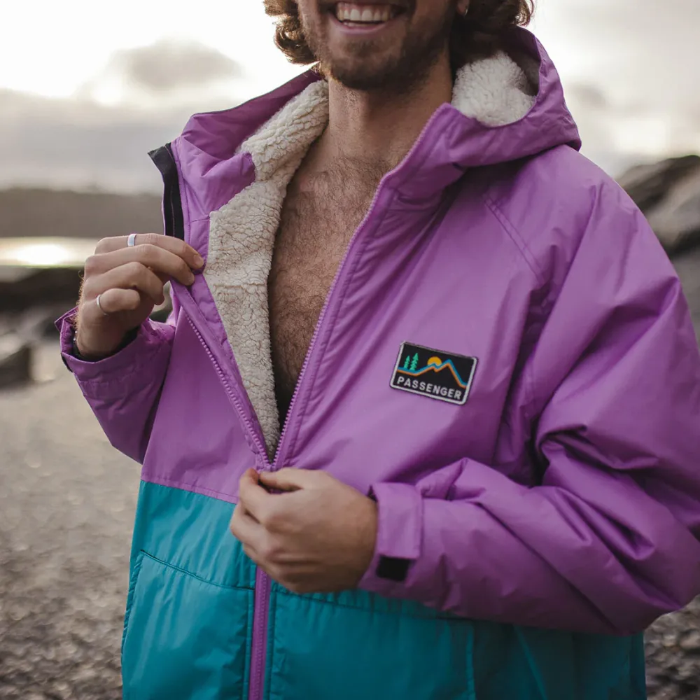 Passenger Changing Robes & Ponchos|Changing Robes & Surf Ponchos>Roaming Recycled Sherpa Lined Changing Robe Viridian Green/Orchid