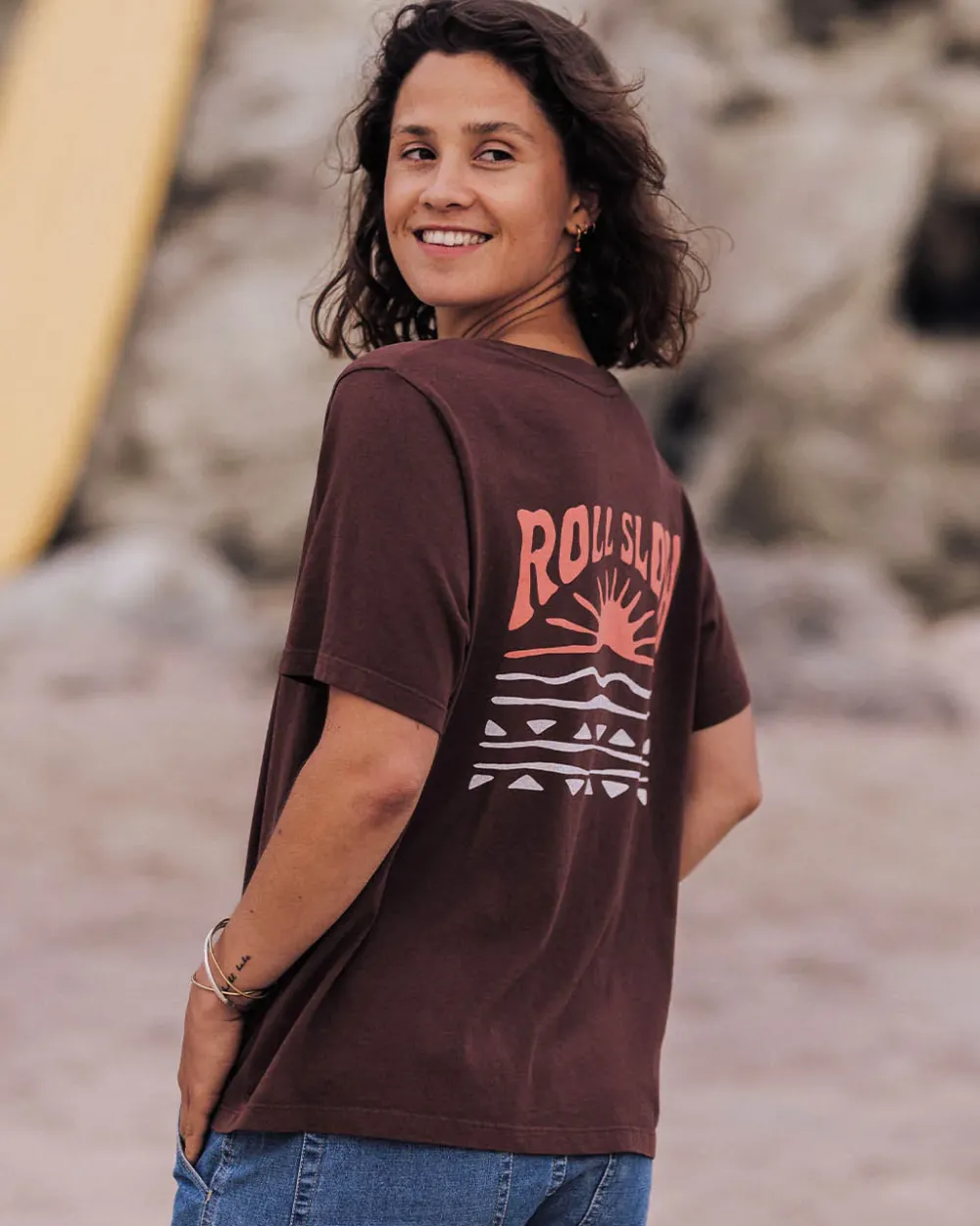 Passenger Tops & T-Shirts|Women's Outlet>Rolling Slow Recycled Cotton T-Shirt Chestnut