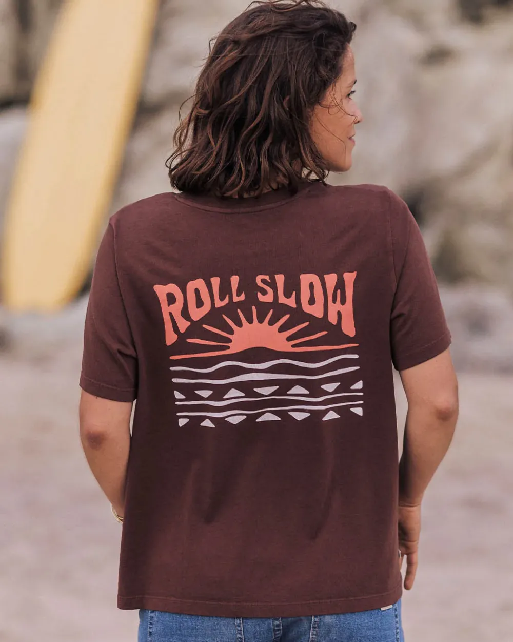 Passenger Tops & T-Shirts|Women's Outlet>Rolling Slow Recycled Cotton T-Shirt Chestnut