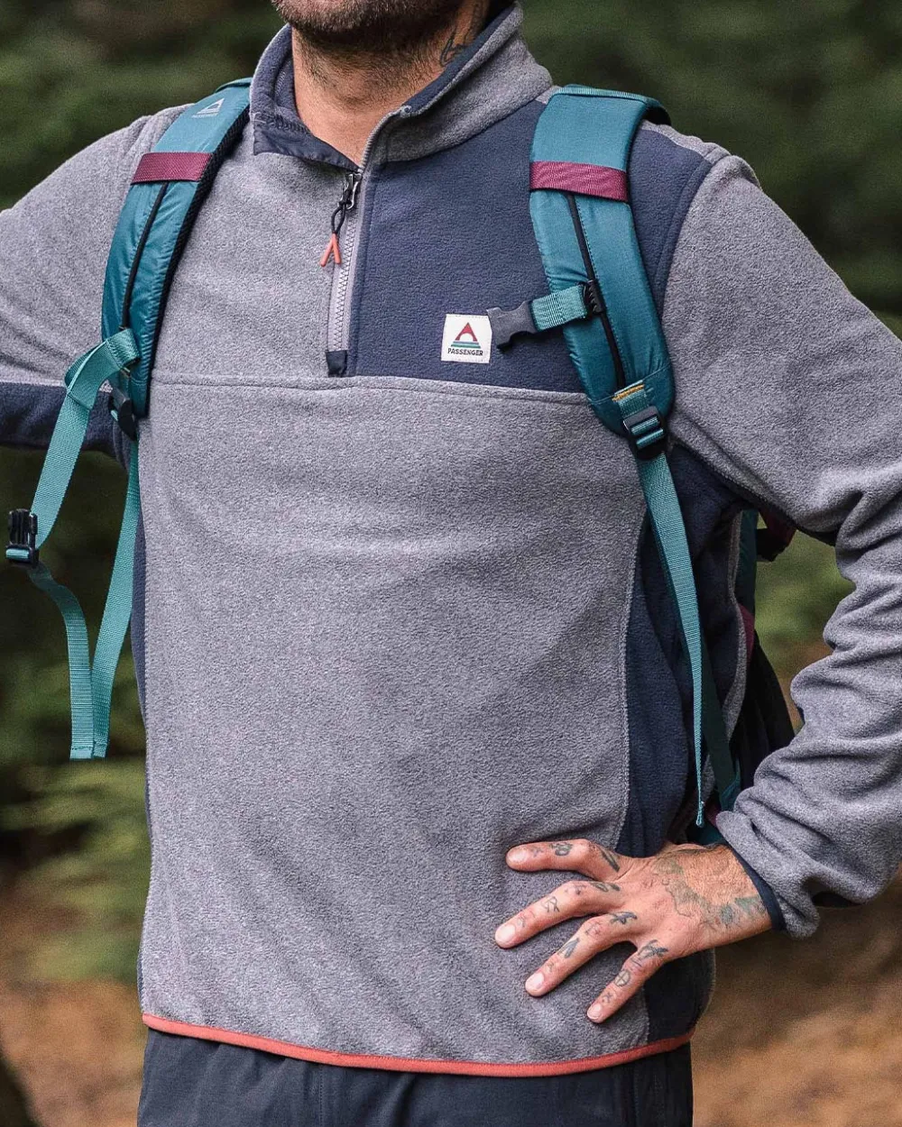 Passenger Fleece|Fleece>Root Recycled Polar 1/4 Zip Fleece Grey Marl