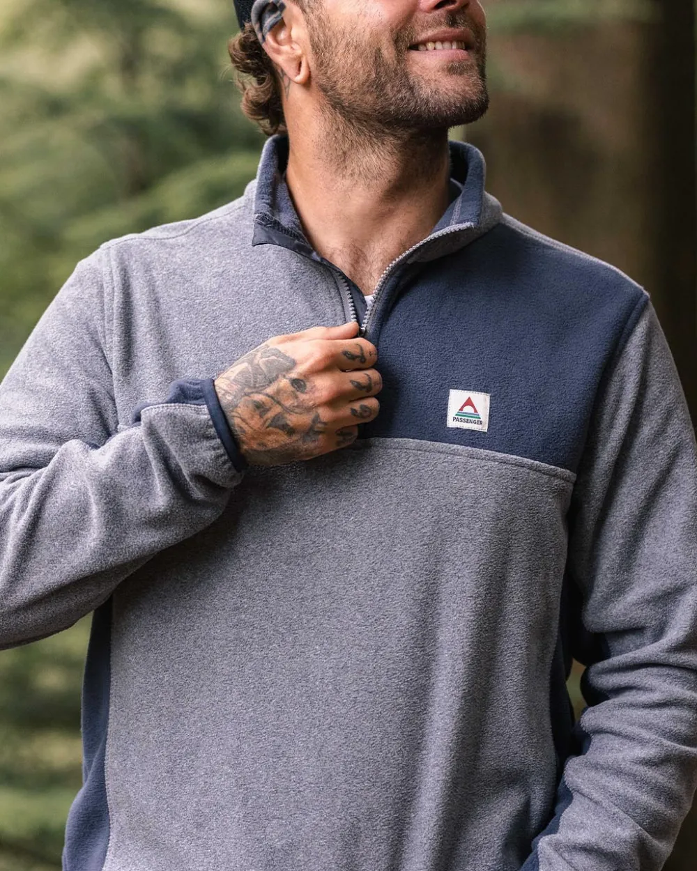 Passenger Fleece|Fleece>Root Recycled Polar 1/4 Zip Fleece Grey Marl