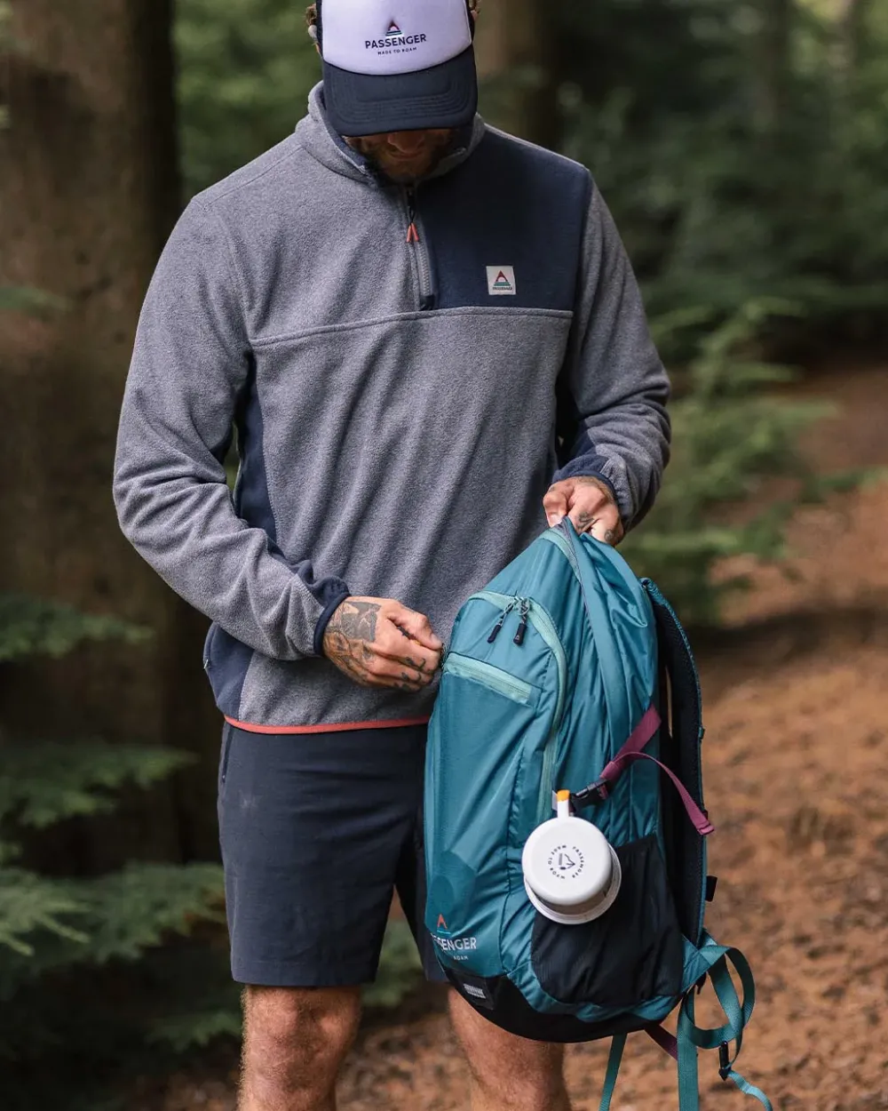 Passenger Fleece|Fleece>Root Recycled Polar 1/4 Zip Fleece Grey Marl