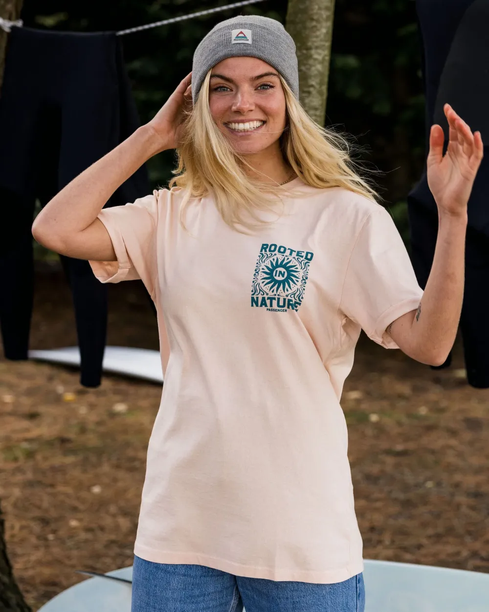 Passenger Tops & T-Shirts>Rooted In Nature Recycled Cotton T-Shirt Peach Whip