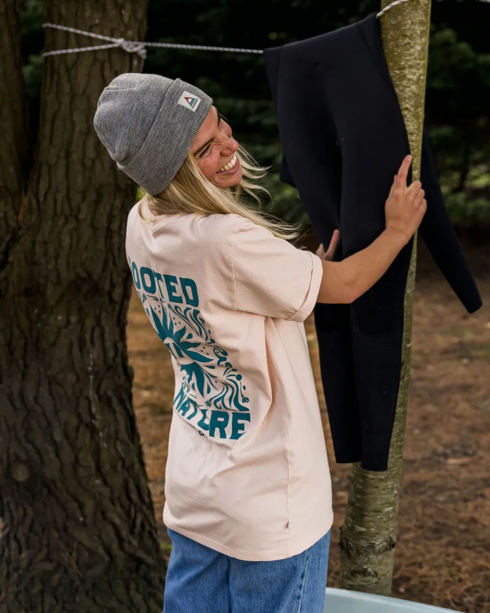 Passenger Tops & T-Shirts>Rooted In Nature Recycled Cotton T-Shirt Peach Whip