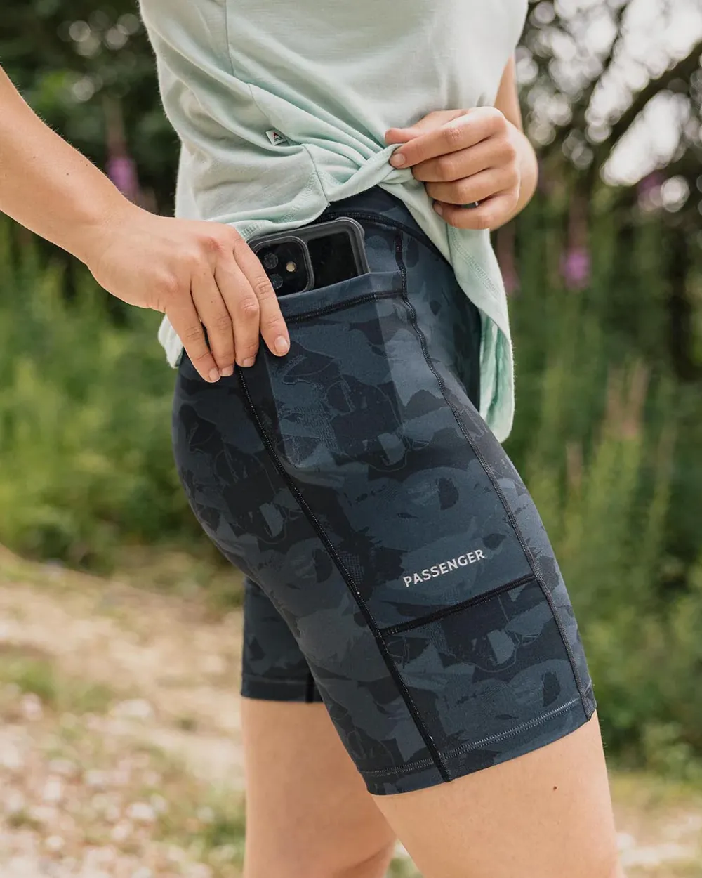Passenger Shorts|Leggings>Route Recycled Active Short Black Abstract