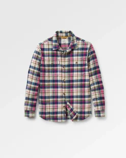Passenger Shirts|Men's Outlet>Rustic Organic Cotton Heavyweight Overshirt Off White Check