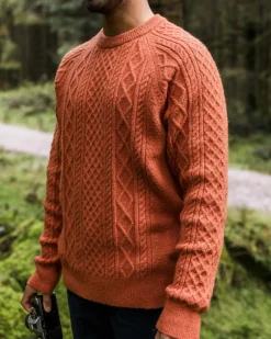 Passenger Knitwear|Men's Outlet>Sandbar Cable Knitted Jumper Baked Clay
