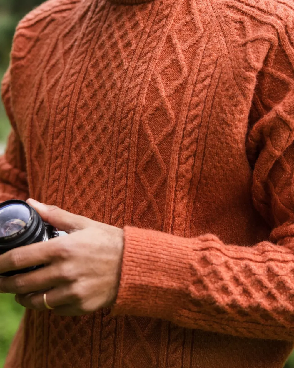Passenger Knitwear|Men's Outlet>Sandbar Cable Knitted Jumper Baked Clay