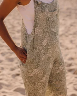 Passenger Dungarees & Pants|Women's Outlet>Serenity Organic Cotton Dungarees Pistachio Floral